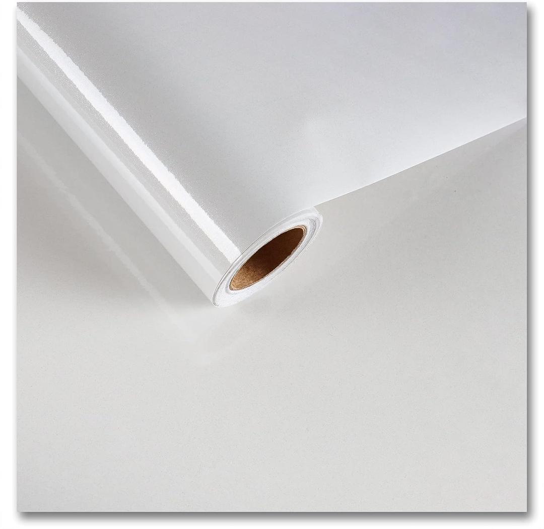 CRE8TIVE White Glitter Wallpaper Stick and Peel 24"x354" Large Size Glossy White Contact Paper Self Adhesive Removable Sparkle Vinyl Paper Waterproof for Bedroom Bathroom Kitchen Countertop Cabinet
