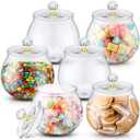 Nuogo 6 Pcs Plastic Candy and Cookie Jar with Lids Decorative Apothecary Jars Candy Buffet Containers Clear Airtight Food Storage Canister Home Decoration(30 oz,Stylish)