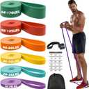 Zacro Resistance Bands, 6 Resistance Levels Pull Up Assistance Bands, Exercise Bands for Men&Women, Heavy Duty Resistance Band Set with Door Anchor, for Working Out, Muscle Training, Physical Therapy (Green+Red+Orange+Yellow+Cyan+Purple)