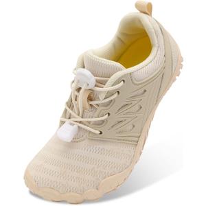 L-RUN Kids Water Shoes Boys Girls Barefoot Water Hiking Shoes Indoor Outdoor Quick Dry Athletic Sneaker Shoes (Beige)