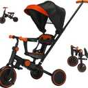 Baby Tricycle with Canopy,8 in 1 Toddler Bike Foldable Kids Tricycle,Toddler Tricycle for 1-3 Year Olds, Push Tricycle for Kids Trike Balance Bike Chrismas and Birthday Gift for Boy and Girl