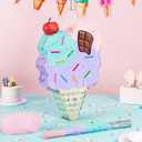 WERNNSAI Ice Cream Piata - Summer Ice Cream Party Decorations for Kids Girls Birthday Pink Piata Game Candyland Sweet Theme Party favors supplies with Bat Blindfold