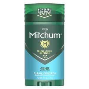 Mitchum Men's Deodorant, Antiperspirant Stick, Triple Odor Defense Invisible Solid, 48 Hr Protection, Dermatologist Tested, Clean Control, 2.7 Oz (2.7 Ounce (Pack of 1))