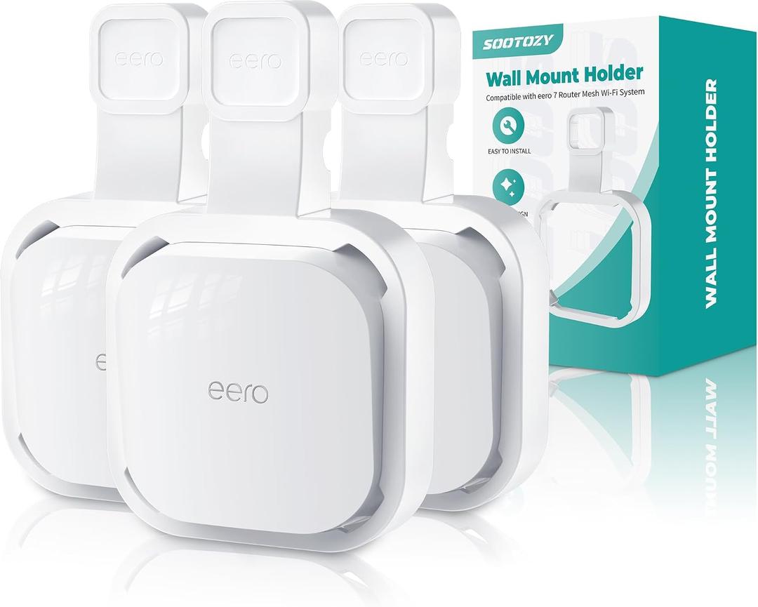 Wall Mount Holder for eero 7 Router Mesh Wi-Fi System No Messy Wires, Space-Saving Outlet Wall Mount Holder for eero 7 Extender, Stand Bracket for eero 7 (3 Pack)