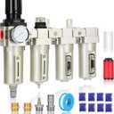 3/4" NPT Industrial Air Dryer for Compressor,4 Stage Air Compressor Water Separator System,Filter Oil Water Separator Dryer for Plasma Cutter and Paint Spray,Auto Drain