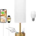 Elegant Gold Touch Table Lamp, Modern Wedding Gift for Couples, Bedside Lamps with USB-C USB-A Charging Ports, 3 Way Dimmable Small Lamp for Office, Living Room, Bathroom (14in)