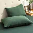 PURE ERA Jersey Knit Pillowcases 100% T-Shirt Cotton Super Soft Comfy Breathable, Set of 2, King 20" x 36", Solid Forest Green