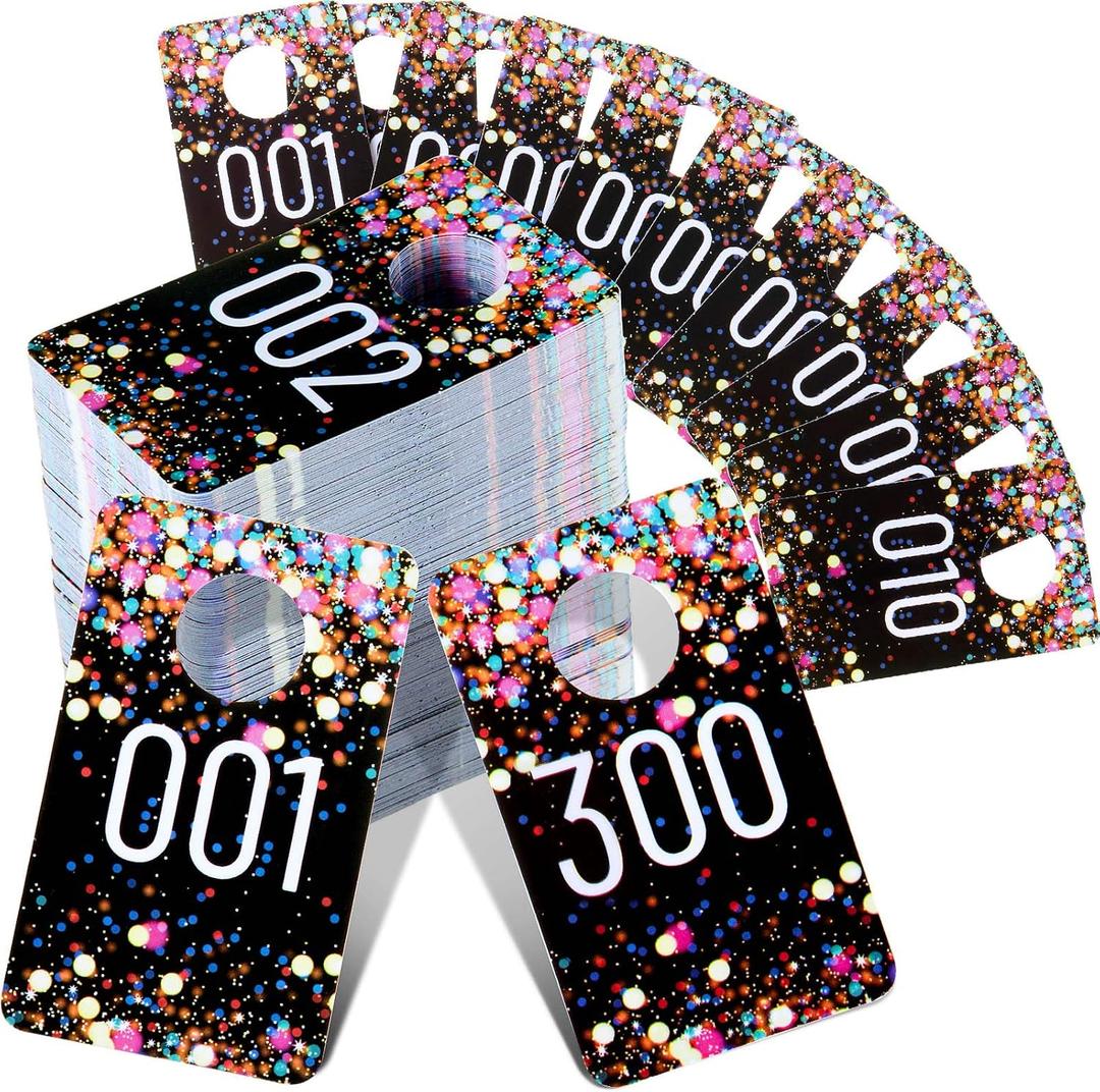 Jetec Live Plastic Number Tags, Consecutive Reusable Normal and Mirrored Image Number Tags for Live Coat Room Hanger Cards (Multicolor)