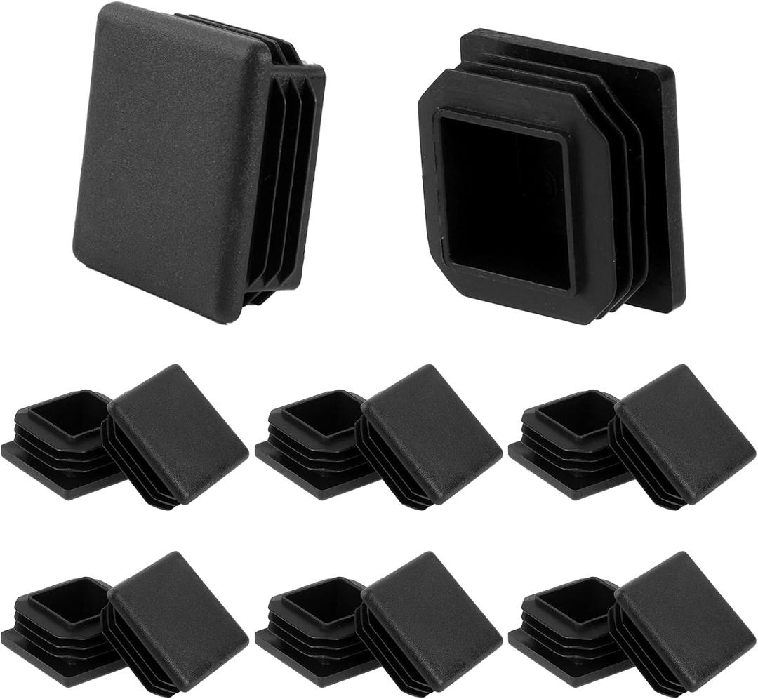 12 Pcs 1-1/2" Square Plastic Plugs, Black Tube End CapsTubing Post End Cap for Square Tube, Chair Legs, Fence