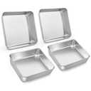 LIANYU 9 x 9 Inch Square Baking Cake Pan Set of 4, Stainless Steel Brownie Bread Cake Molds, Square Bakeware for Lasagna Pie, Oven & Dishwasher Safe