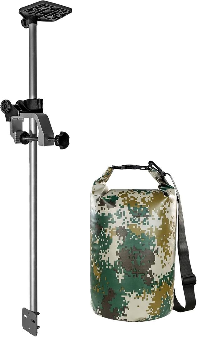 Universal Portable Transducer Bracket - Fishfinder Mount with 360 Adjustable Rotating Holder - Portable Fish Finder Mount for Boat Fishing - Complete with 10L Waterproof Bag, Black