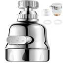 Kitchen Faucet Head Replacement, 360° Faucet Extender 3 Mode Adjustable Kitchen Faucet Spray Universal Aluminum Adapter Anti -Splash Kitchen Sink Accessories