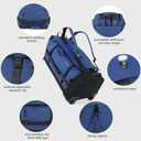 29" 86L Foldable Wheeled Duffle Bag, Waterproof Travel Rolling Backpack with Quilted Bottom, Navy