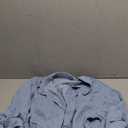 Kwoki Women's Cropped Denim Shirt Roll Up 3/4 Sleeve Casual Loose Crop Tops Drawstring Hem Button Front Jean Jacket (X-Large, Light Blue)