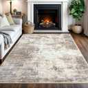 Abstract Area Rugs 5x7 Ft Washable Rugs for Living Room, Non Slip Dining Room Rug, Printed Faux Wool Rugs for Bedroom, Floor Carpet for Office Nursery Playroom, Beige Brown