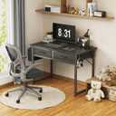 DLisiting Small Desk with Fabric Drawers for Bedroom, 32 Inch Gaming Desk with 2 Drawers for Small Space, Study Writing Table PC Desks, Black, 31.5"