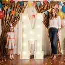 4FT Marquee Letters M Sign,Large Light Up Numbers Party Decoration - Hook and Loop Fastener,No Tools Easy Setup, Corrugated Plastic for Birthdays Weddings Baby Anniversaries(Letters M)