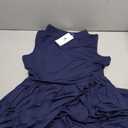 Women's Casual Work Summer Dress V Neck Sleeveless Pleated Beach Sundresses Boho Midi Swing Dresses Dark Blue Large