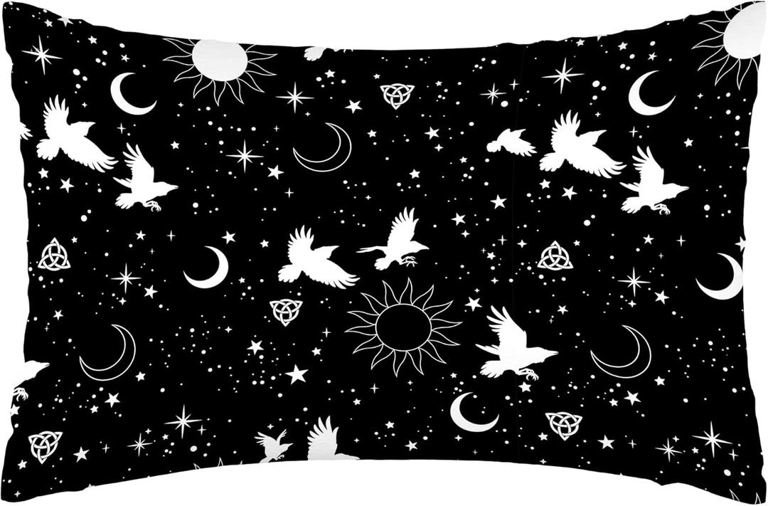Satin Pillowcase for Hair and Skin,Abstract Moon Sun Silk Pillowcase with Hidden Zipper Soft Breathable Smooth Cooling Pillow Cover 1 Pack Queen Size for Bedroom Sofa 20x30