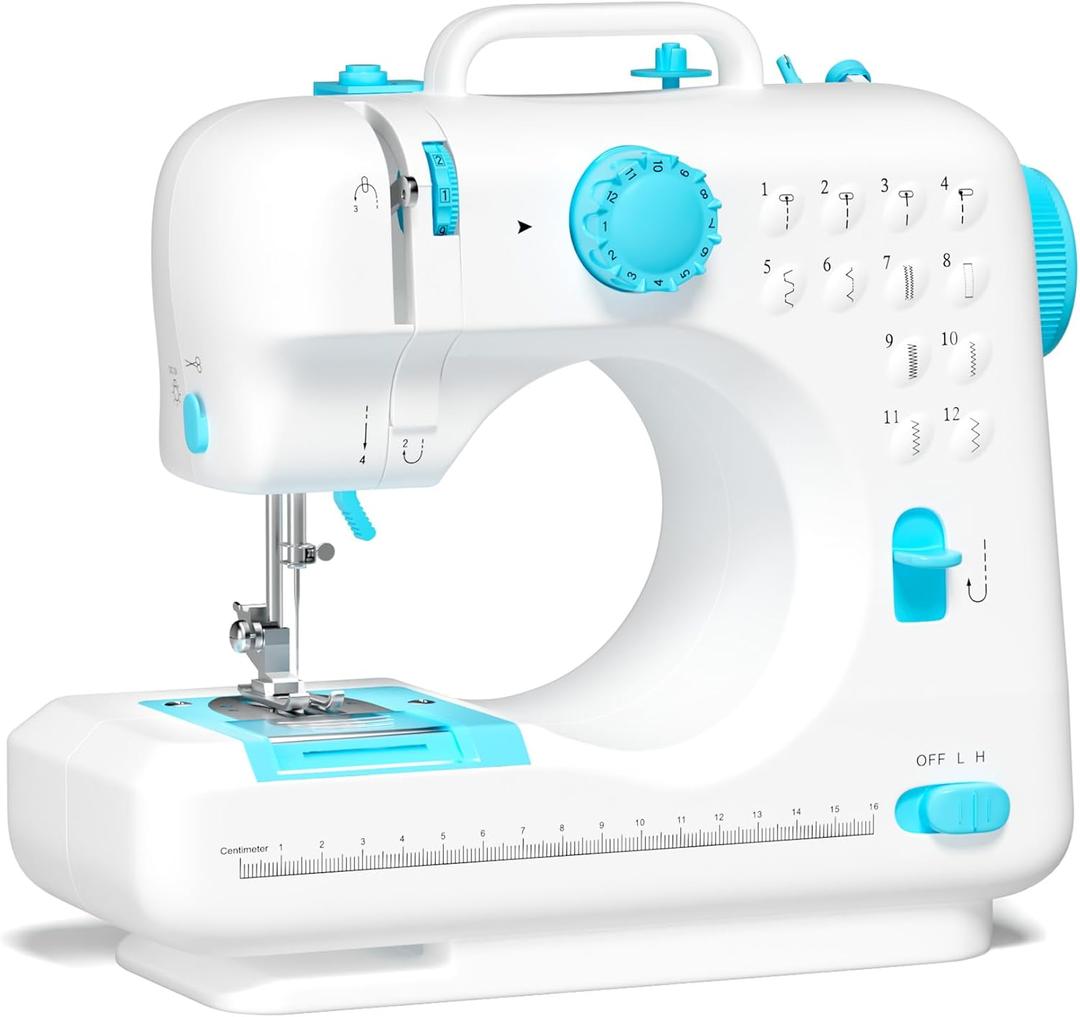 Beginner Sewing Machine, 12 Built-in Stitches with Foot Pedal, 2-Speed Control, Portable Mini Sewing Machine for Home Travel Use & Sewing Enthusiasts (blue)