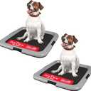 IRIS USA Pee Pad Holder for Dogs and Puppies, Potty Training Tray with Secured Latches, Non-Skid Feet, Leak Protection, Easy Clean Surface, Fits 22"x 22" Puppy Pads Size or Larger, 2 Pack, Black/Gray