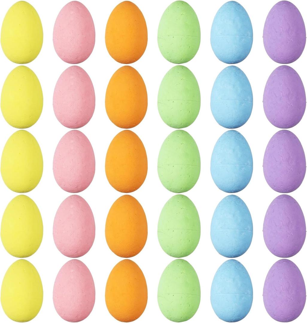 Simgoing 30 Pcs Foam Easter Eggs Bulk 1.6 x 2.4 Inch Pastel Decorative Eggs for Easter Hunt Table Home Basket Fillers Party Favor DIY Crafts Decoration