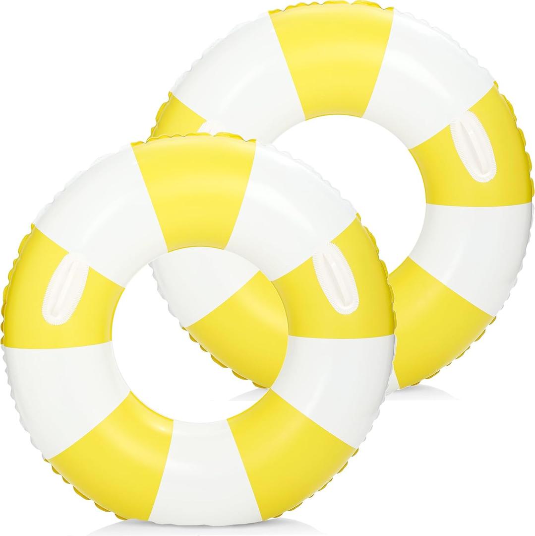 2 PCS Inflatable Pool Floats for Swimming Pool Party Lake Beach Adults - Floaties Pool Tubes Swim Rings Tubes Floaties for Beach Pool Party Decorations (33", Yellow)
