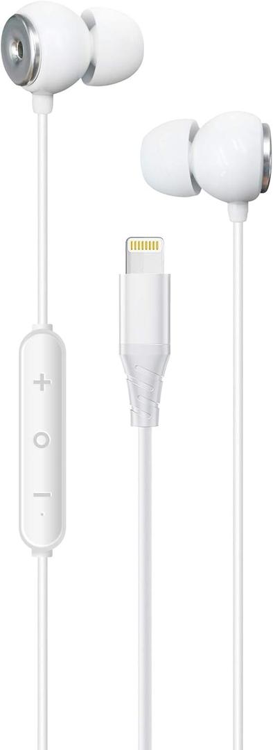 Lightning Earbuds for iPhone Apple MFi Certified Headphones with Lightning Connector in Ear Headphones with Built in Microphone Hands Free Calling and Track Controls, White