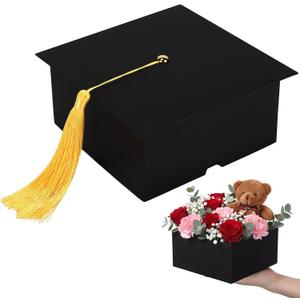 Spakon 1 Pcs 2026 Graduation Cap Gift Box Graduation Party Favor Candy Card Boxes Sturdy Black Cap Grad Candy Box with Tassel Craft DIY Gift for 2026 Grad Party Favor Supply Guest (7.87 x 7.87 Inch)