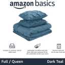 Amazon Basics All-Season Down-Alternative 3-Piece Comforter Bedding Set with Microfiber Pillow Shams, Pinch Pleat Design, Full/Queen, Dark Teal