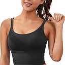 Everrysea Sports Bras for Women High Support Longline Workout Tank Tops Built in Bra Strappy Yoga Padded Crop Top, L