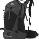 Hiking Backpack, Waterproof Hiking Daypack with Rain Cover, Lightweight Travel Camping Backpack for Men Women (Black Without 3L Bladder)