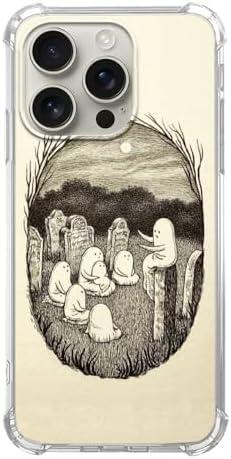 Cozmaison Spooky Ghost Case Compatible with iPhone 16 Pro Max, Vintage Tomb Yard Halloween Ghost Case for iPhone 16 Pro Max, Trendy Soft TPU Bumper Case Cover