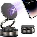 Vacuum Magnetic Phone Holders, 360 Adjustable Foldable Suction Magnetic Phone Holder, Multifunctional Cellphone Mount for Smooth Surface, Mirror, Gym, Shower, Car Interior(Black)