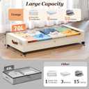 Yecaye Under Bed Storage with Wheels 2Pack, 70L Larger Capacity Under Bed Storage Containers, Underbed Shoe Storage Organizer, Rolling Under Bed Metal Drawers for Clothes, Blankets(35.5 x 17 x 6.7in)