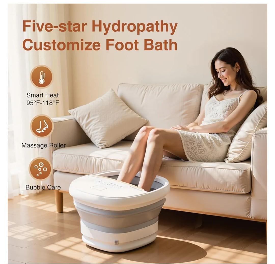 Pedicure Foot Spa with Bubble and Heat,Collapsible Foot Soaking Tub with Remote Control,Pedicure Tools for Feet,Foot Bath Soak Tub Gift for Women/Men,Mom/Dad