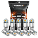 SEALIGHT 194 LED Bulb 2700K Amber, 168 2825 T10 W5W 3030 Bright LED Chips, Dome Light, Map Light, Door Light, Courtesy Light, License Plate Light, Pack of 10