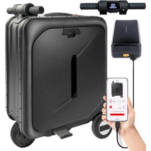 22 Inch 30L Smart Rideable Suitcase 94 Wh Electric Luggage Scooter w APP Control One-Button Fold Waterproof Lightweight Carry On for Airport Lightweight Business Travel