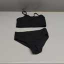 OYOANGLE Girls' Two Piece Swimsuit High Waist Bikini Set Solid Swimwear Bathing Suit (10 Years, Black)