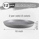 HEYCOME 12 Pcs Unbreakable Deep Dinner Plates Set, 10 inch Reusable Plastic Wheat Straw Plates, Microwave and Dishwasher Safe Plate for Kitchen, Lightweight Plate for Dessert, BPA Free, 6 Colors