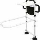 Height Adjustable Bed Rail for Elderly Adults, Adjustable Bed Assist Rail with Nonslip Grip, Folding Table & Storage Bag, Bed Assist Bar for Seniors, Post-Op & Pregnant Users, Fits Most Bed Sizes