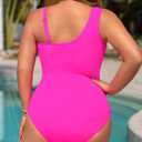 Aqua Eve Plus Size One Piece Swimsuit for Women Tummy Control Bathing Suits One Shoulder Swimwear (Pink, XXL)