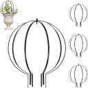 4 Pcs Large Metal Circle Trellis, 25.5" x 21.5" Metal Garden Sculpture Spheres Trellis for Climbing Plants Outdoor and Indoor Potted Round Plants Flowers Decorative Support Holder(Black)