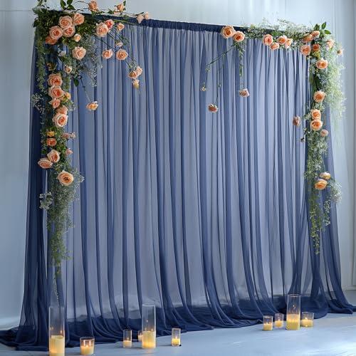 10ft X 10ft Navy Blue Tulle Backdrop Curtain for Parites, Sheer Backdrop Curtains Fabric Drapes for Wedding Ceremony Arch Party Stage Decorations