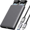 ORICO Dual M.2 NVMe SSD Aluminum USB3.2 Gen2 10Gbps, M.2 Type-C Docking Station for PCIe M-Key, B&M Key 2230/2242/2260/2280 SSD, Tool-Free, Up to 4TB