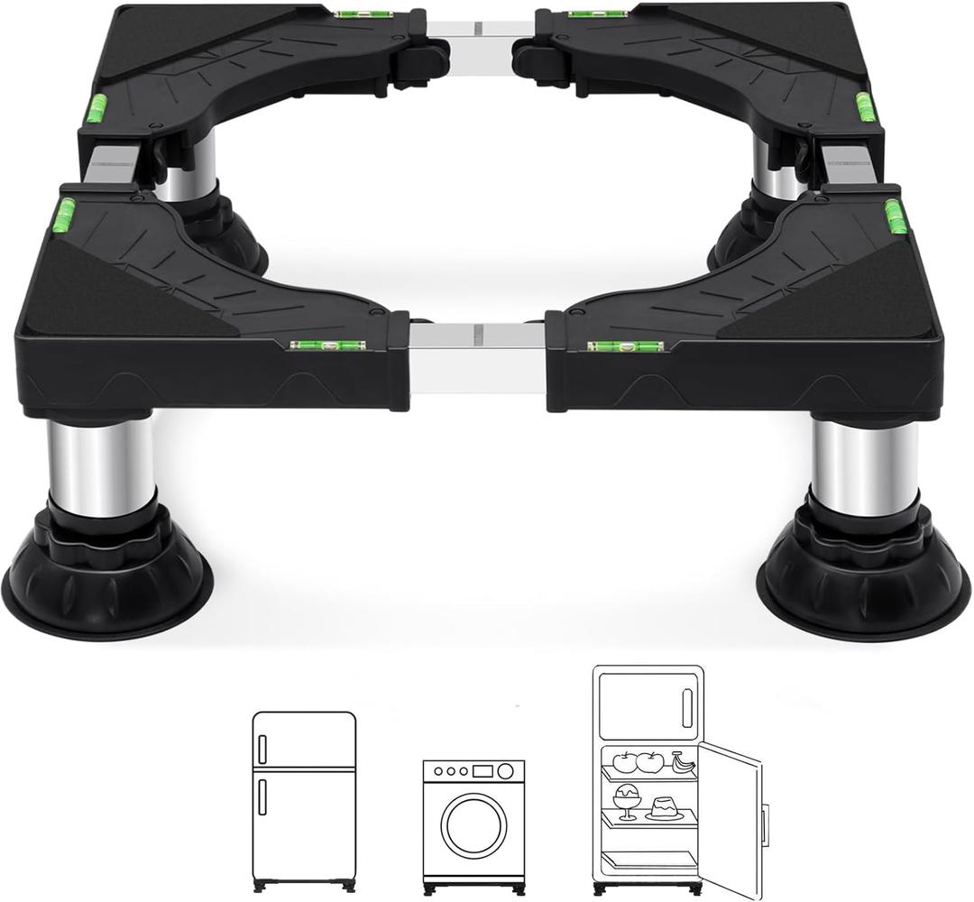 Nefish Mini Fridge Stand Height 5"-6.1" Adjustable 16-24 Inch Washer and Dryer Pedestal with 4 Strong Feet Heavy Duty Washing Machine Stand Base Universal Laundry Platform for Home Appliance