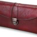 ORIREAL Women's Wallet Genuine Leather Wallet for Ladies Large Capacity Hand-Crafted Wallet Card Holder Purse (Red-02)