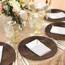 MAONAME 50 PC Charger Plates Bulk, 13" Brown Charger for Dinner Plates, Farmhouse Faux Wood Plate Chargers, Plastic Table Chargers for Weddings, Party