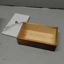 Vintage White Marble Dark Brown Wood Jewelry Box Desktop Keepsake Organizer Brass Lid Modern Storage Cabinet Wooden Countertop Caddy Rustic Vanity Dresser Home Bathroom Accessories Container