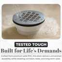2" PVC No-Caulk Compression Shower Drain with 4-1/4" Chrome Stainless Steel Strainer - Perfect Floor Drain Cover for 2 Inch Pipe, Ideal for Shower Pan Kits - Easy to Install